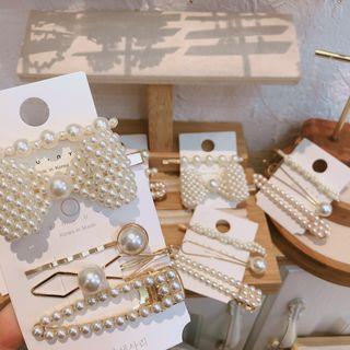 Set: Faux Pearl Hair Pin / Hair Clip (assorted Designs)