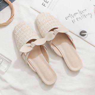 Tweed Bow-accent Mules