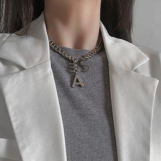 Lettering Chunky Chain Choker Silver - One Size