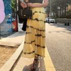 Tie-dyed Midi A-line Skirt Yellow - One Size