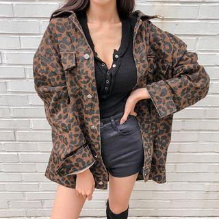 Leopard Cotton Trucker Jacket