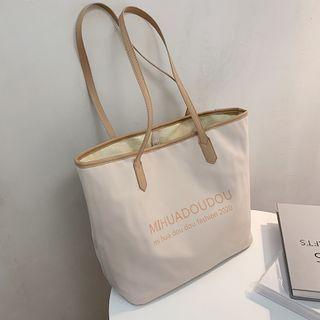 Contrast Strap Lettering Tote Bag