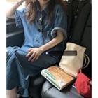Denim Short-sleeve Midi Shirtdress