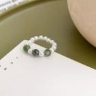 Beaded Ring Green & White - One Size