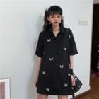 Butterfly Embroidered Short Sleeve Shirt