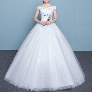 Embellished Off Shoulder Wedding Ball Gown