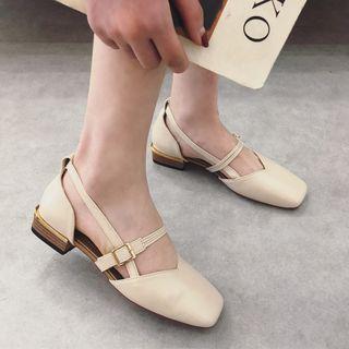 Faux-leather Square-toe Sandals