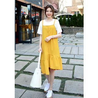 Asymmetric Ruffle-hem Jumper Dress