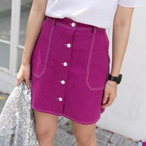 Button-front A-line Mini Skirt