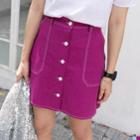Button-front A-line Mini Skirt