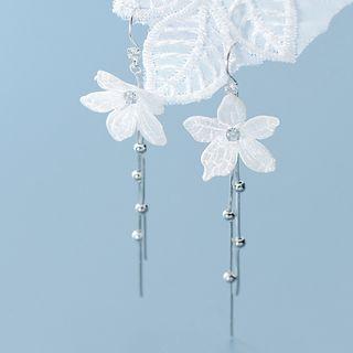 925 Sterling Silver Lace Flower Fringed Earring 1 Pair - S925 Silver - One Size