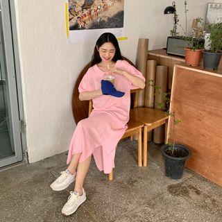 Puff-sleeve Knit Maxi Polo Dress