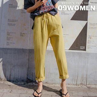 Plus Size Seam-trim Baggy Pants