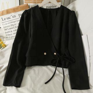 Tie-waist Wrapped Crop Shacket