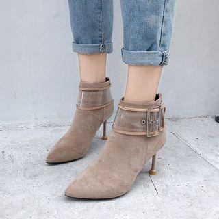 Transparent Strap High Heel Ankle Boots