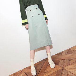 Double-breasted Wrapped Midi Skirt