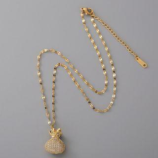 Rhinestone Shell Necklace 1 Pc - Gold - One Size