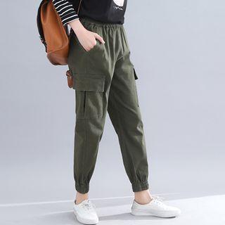 Elastic Waist Pocket Detail Pants