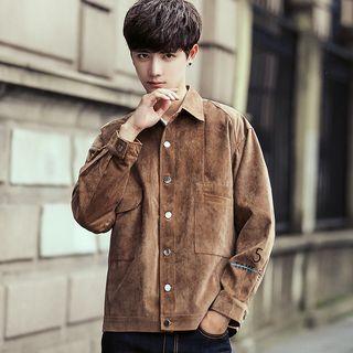 Pocketed Corduroy Buttoned Jacket