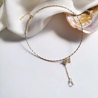 Alloy Butterfly Faux Crystal Pendant Choker 1 Pc - Alloy Butterfly Faux Crystal Pendant Choker - Gold - One Size