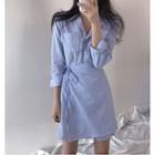 Striped Shirt Dress Stripes - Blue - One Size