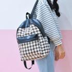 Canvas Two Tones Plaid Backpack
