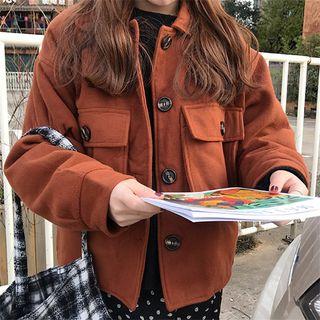 Puff-sleeve Buttoned Coat