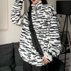 Zebra Print Fleece Zip-up Jacket / Belt Set