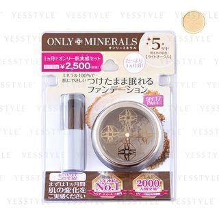 Only Minerals - One Mouth Mineral Foundation (light Ocher) Spf 17 Pa++ & Brush Set 2 Pcs