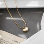 Stainless Steel Shell Heart Pendant Necklace Necklace - Shell Heart - Gold - One Size