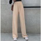 Long-sleeve Cropped T-shirt / Corduroy Wide Leg Pants