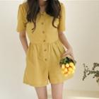 Button Front Short Sleeve Playsuit