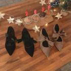 Bow-trim Faux-suede Flats