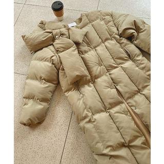 Round-neck Padded Coat With Scarf
