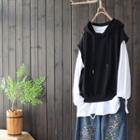 Set: Rip Long-sleeve T-shirt + Hooded Vest Black - One Size