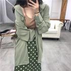 Plain Long-sleeve Loose-fit Shirt / Dot Skirt