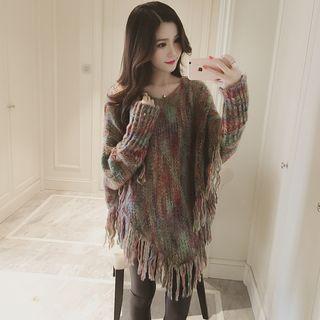 Fringed Melange Knit Top
