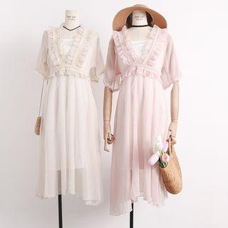 A-line Chiffon Midi Dress With Camisole