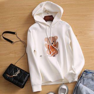 Bear Embroidered Hooded Sweatshirt