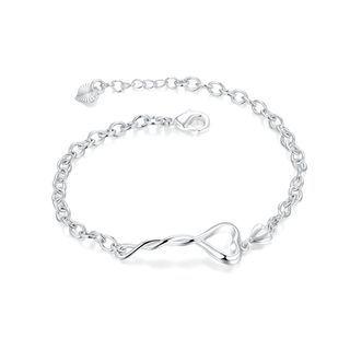 Simple Creative Twisted Heart Shaped Hollow Bracelet Silver - One Size