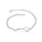 Simple Creative Twisted Heart Shaped Hollow Bracelet Silver - One Size