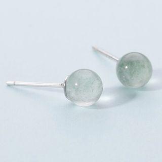 Faux Crystal Stud Earring 1 Pair - Silver - One Size