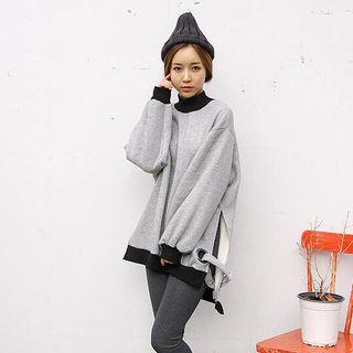 Contrast Trim Mock Neck Sweatshirt