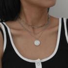 Set Of 3: Chain Coin Pendant Necklace