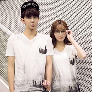 Couple Matching Short-sleeve Print T-shirt