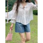 Frilled-collar Bell-sleeve Blouse One Size