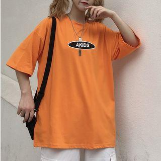 Letter Print Short-sleeve T-shirt Orange - One Size