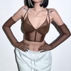 V-neck Crop Camisole Top / Long Gloves