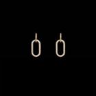 Rhinestone Oval Dangle Earring 1 Pair - Silver Stud Earrings - Gold - One Size