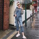 Striped Long-sleeve T-shirt / Distressed Dungaree
